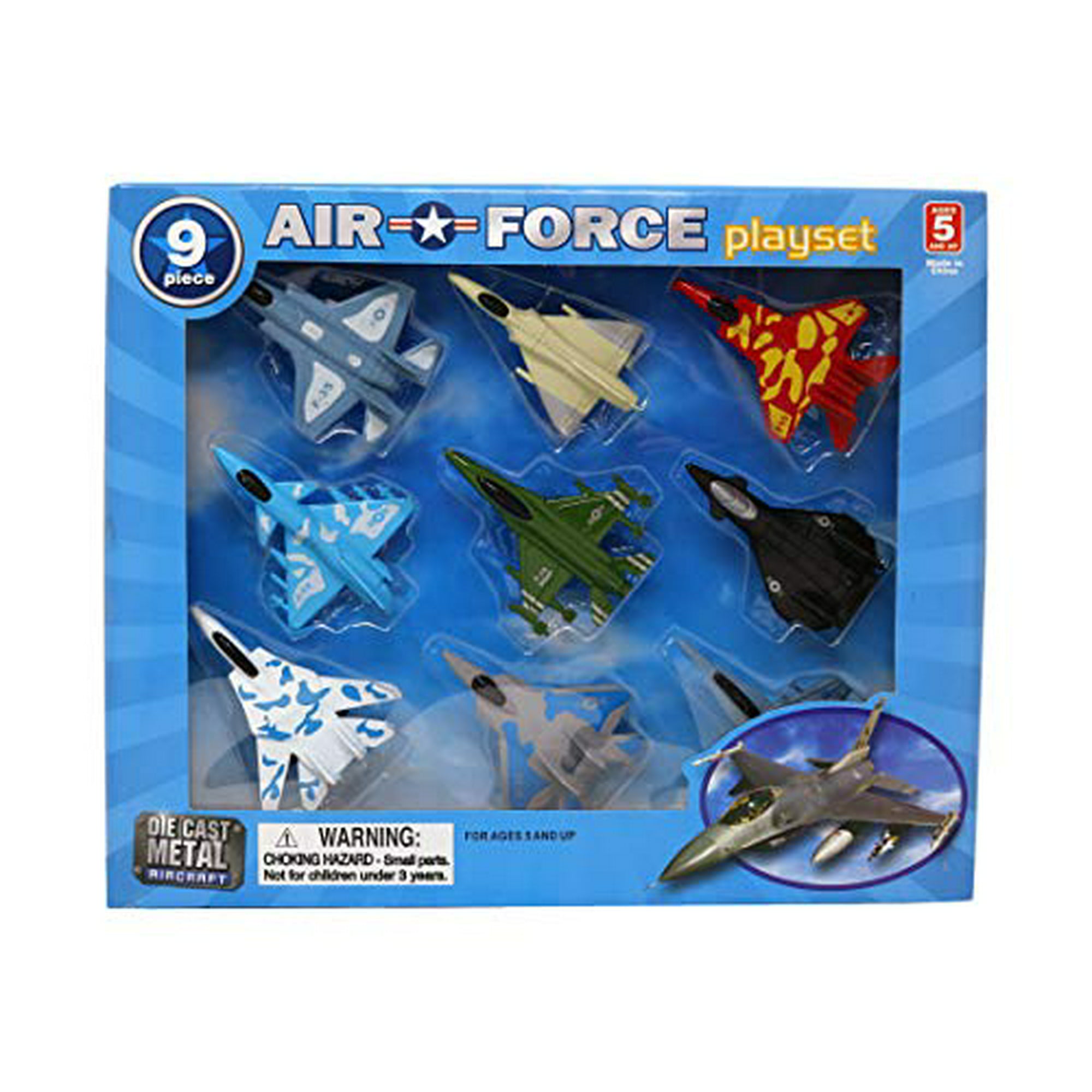 Metal die cast toy air plane set of military planes and jets Smart N Inc. Pack of 9 